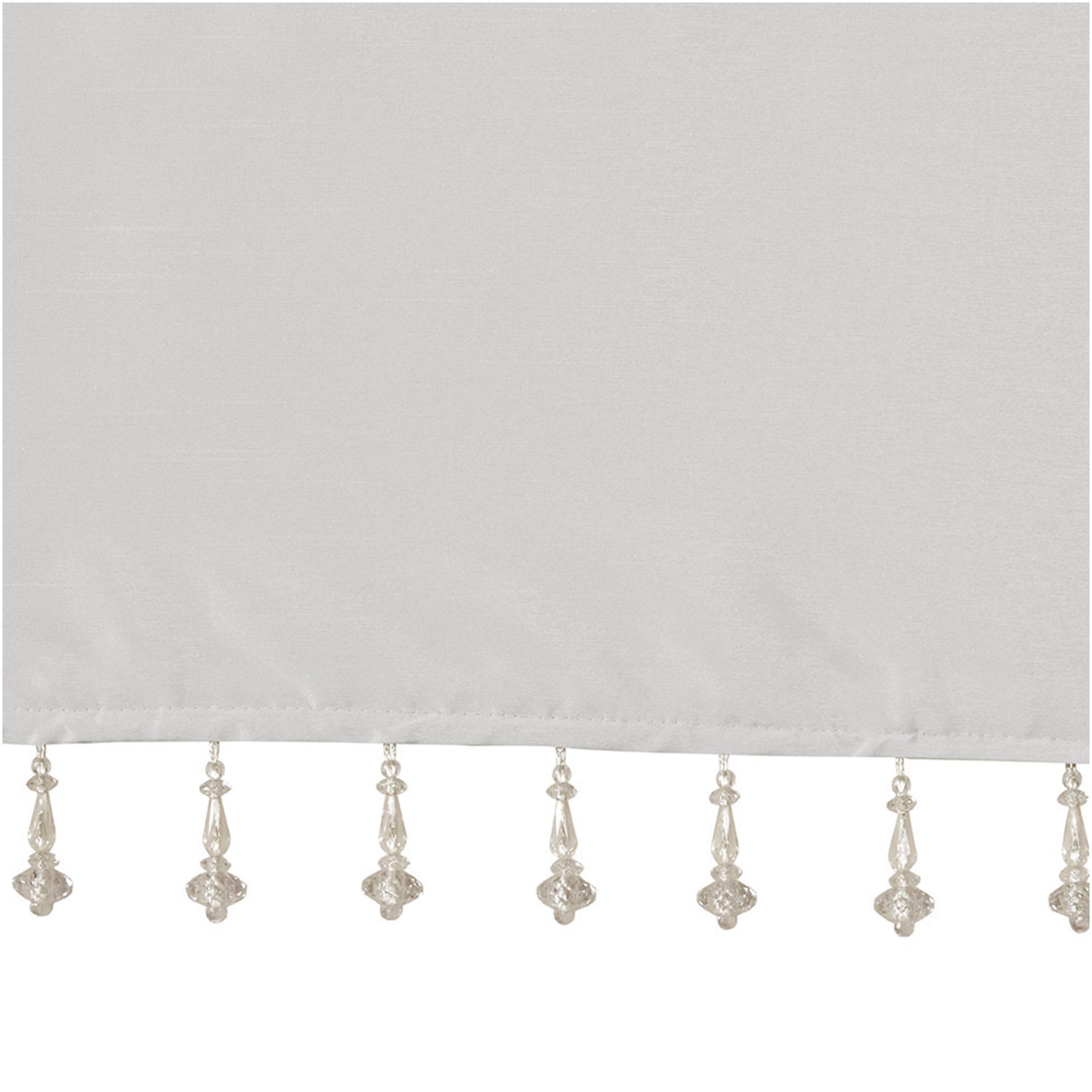 JERFIT Silver Faux Silk Window Valance with Beaded Trim, 50x26 Inch Lightweight Polyester Valance for Kitchen & Living Room