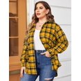 thumbnail image 6 of Zeagoo Womens Plus Size Flannel Plaid Shirt Roll Up Long Sleeve Mid-Long Button Down Shirts Casual Boyfriend Tops, 6 of 6