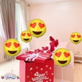 thumbnail image 5 of PMU Smiley Face Balloons 9 inch Pre-Inflated Emoji Smile Balloon with Stick and Fringe Ribbons Smiley Happy Face Decoration for Birthday Wedding Anniversary Bachelorette (Heart Shaped Eyes), 5 of 6