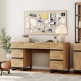 thumbnail image 5 of WAMPAT Home Office Set: 59" Modern Desk with Charging Station and Storage Cabinet, 72" Tall Bookcases with Adjustable Shelves, Wood Computer Desk and Library Storage Cabinet for Work Study, Oak, 5 of 17