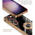 thumbnail image 4 of Compatible with Samsung Galaxy S23 5g Case Cell Phone Ultra Slim Thin with Ring 360°Finger Stand Metal Electroplated Soft TPU Frame Full Body Shock-Absorption Bumper Hard Back Mobile Cover-Black, 4 of 7