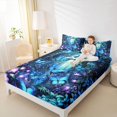 thumbnail image 4 of Homewish Cute Cartoon Butterflies Queen Sheet Sets,Rustic Flying Animal Flat Sheet,Blue Purple Queen Fitted Sheet For Girls Boys,Ultra Soft Home Decor,4pcs, 4 of 7