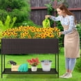 thumbnail image 4 of Gymax Elevated Planter Box Raised Garden Bed w/ Rattan Surface Bottom Storage Shelf & Removable Liner, 4 of 10