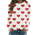 thumbnail image 1 of Diufon Hauts de la Saint-Valentin pour Femmes à Manches Longues Col Rond Chandail Décontracté Tendance Mignon Imprimé Graphique Blouse, 1 of 7