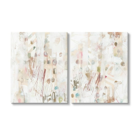 Stupell Industries Subtle Chaotic Patterns Abstract Painting Gallery Wrapped Canvas Art Print Wall Art, 16 x 20, Set of 2