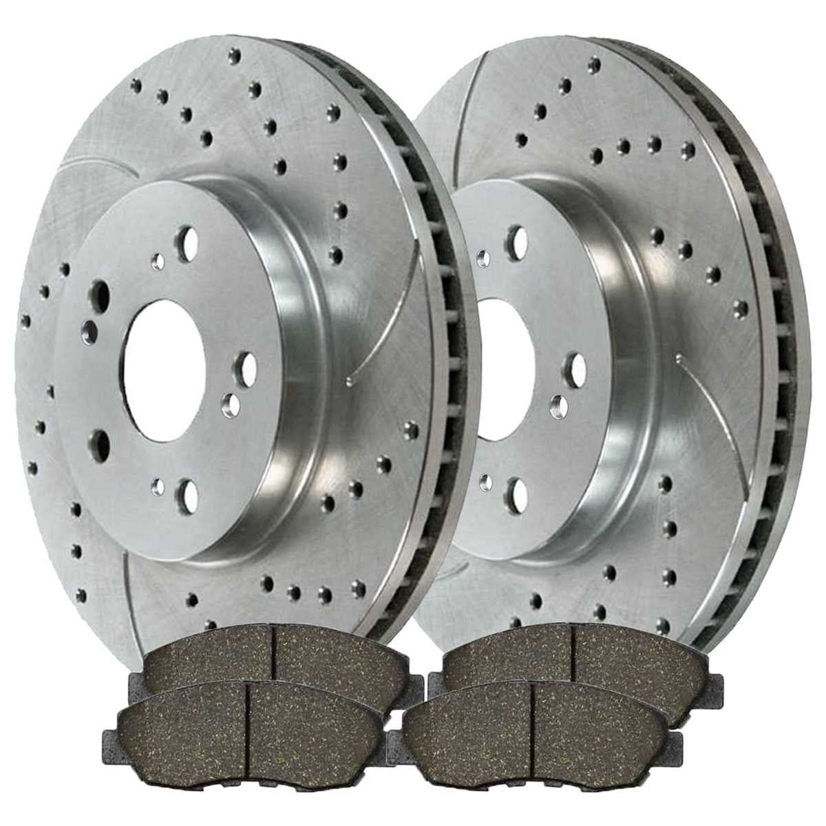 Front Drilled Slotted Rotors and Ceramic Pads for 2011-2013 2014 Honda Odyssey