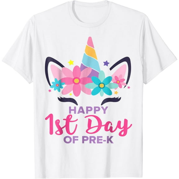 DOPASHIRT Pre K Unicorn Girl Happy 1St Day Of Pre-K Back To School T-Shirt Unisex S-5XL Hot Trending Shirt, Vintage Birthday Gift