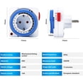 thumbnail image 2 of Electrical Plug Timer, 24-Hour Timer Plug with 96 Switching Segments, Programmable Timer Switch with Indicator Light, 16A AC 230V, 2 of 5