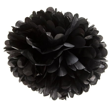 Unique Industries Black Birthday 16" Asymmetrical Shaped Tissue Paper Hanging Pom Poms