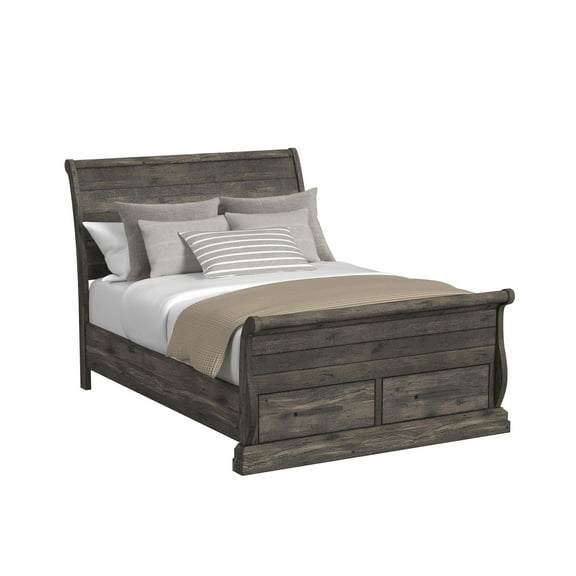 Hyde Queen Sleigh Storage Bed in Charcoal