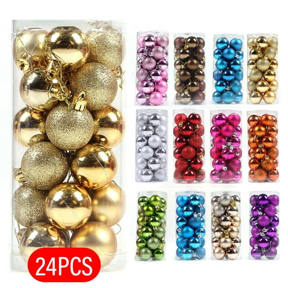 Hariumiu 24Pcs Christmas Balls Ornaments for Xmas Tree, Delicate Reusable High Gloss Christmas Tree Ornaments Balls, Christmas Tree Decorations Small Hanging Ball