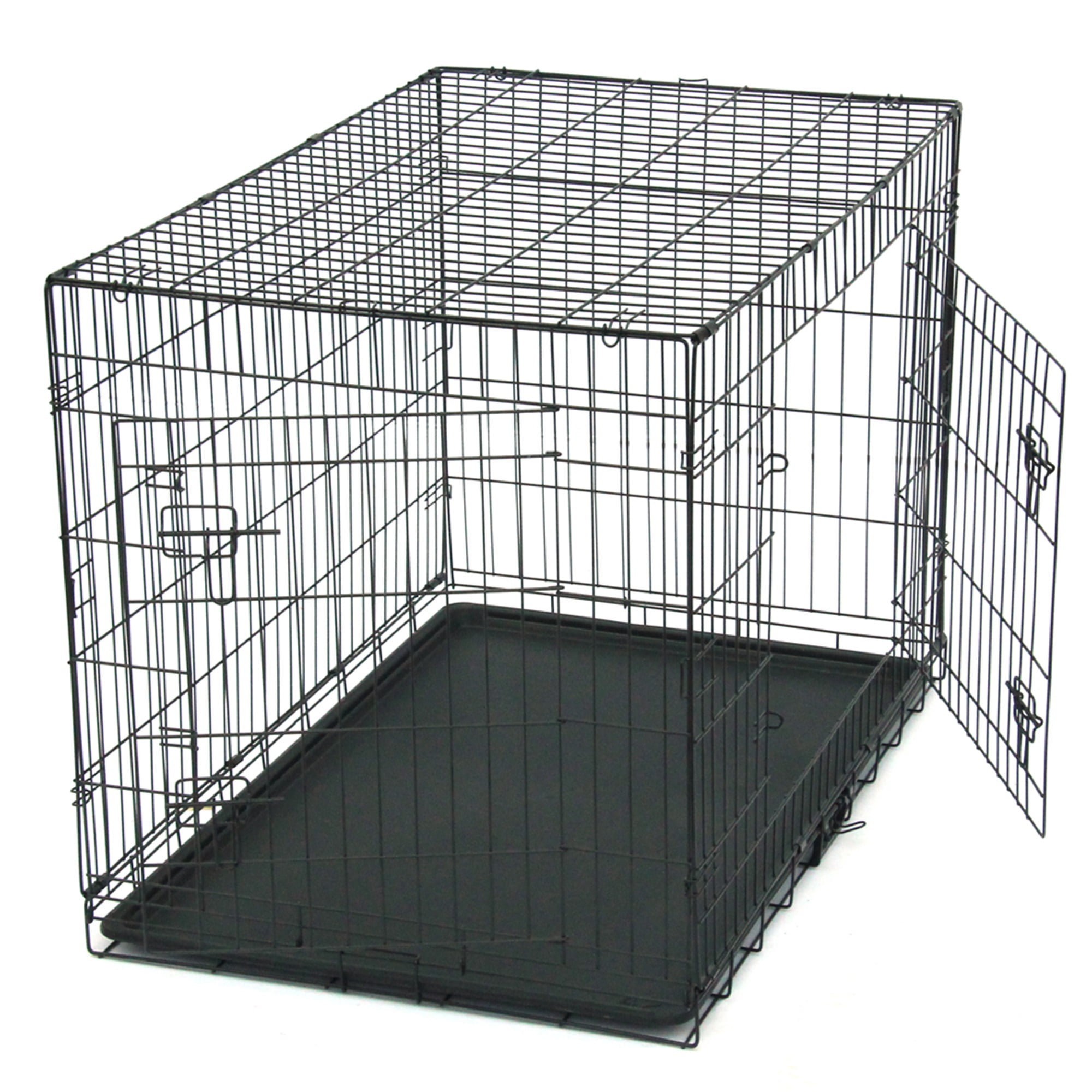 Pefilos 42" Dog Crate for Medium Pet Kennel Cat Folding Steel Animal Playpen Wire Metal, Black Pefilos 42" Dog Crate for Medium Pet Kennel Cat Folding Steel Animal Playpen Wire Metal, Black