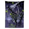 thumbnail image 3 of Ambesonne Pirate Ship Tablecloth Rectangular Table Cover, Ghost Vessel Island, 60"x90", Purple Lime Green, 3 of 4