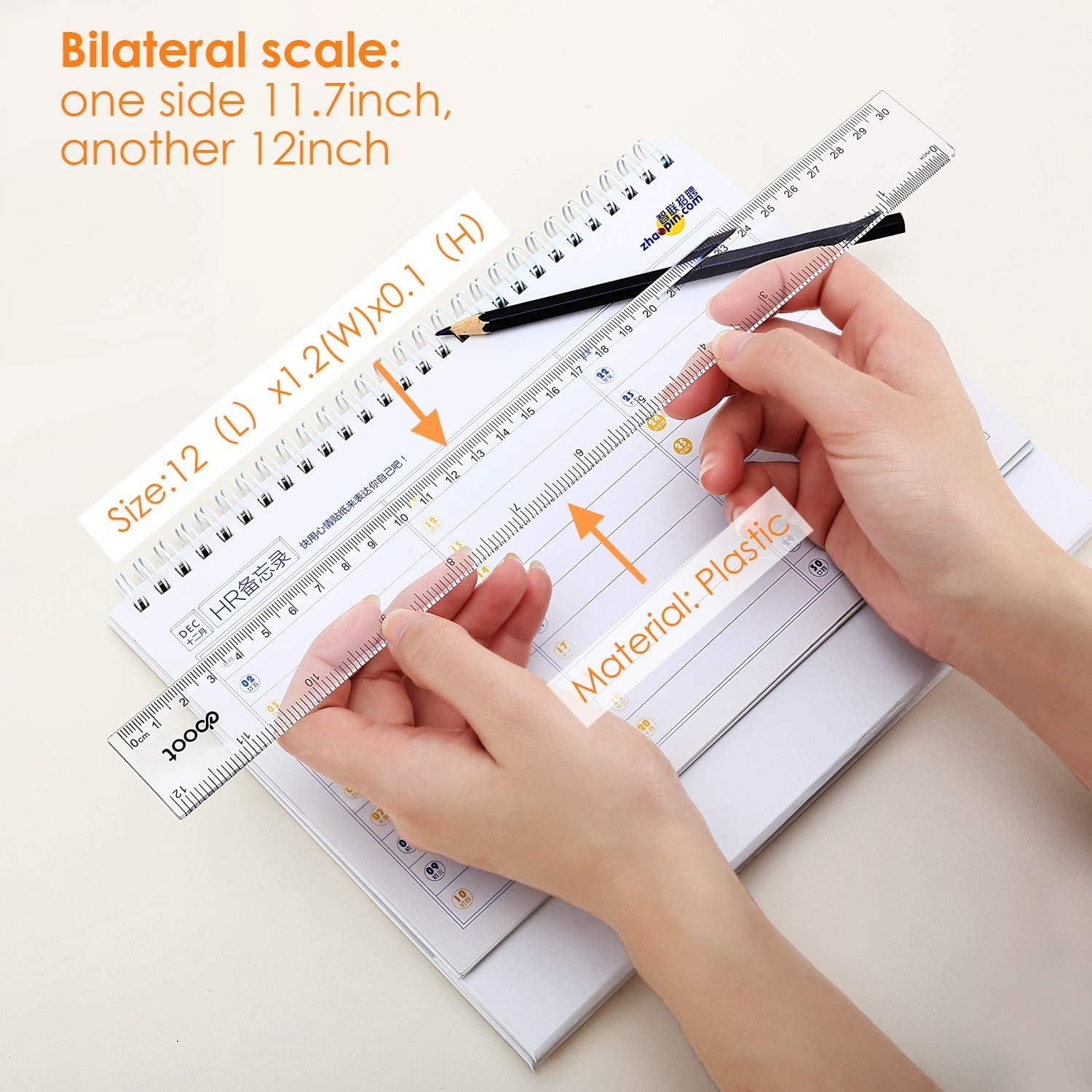 NUOBESTY Splited Classroom Ruler Plastic Long Math Teaching Ruler Blackboard Whiteboard Measuring Tool with Handle for Office School Home