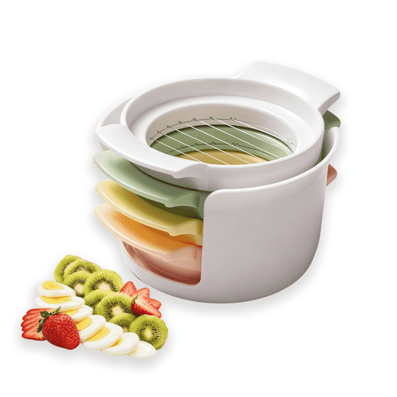 Hard-boiled egg slicer, heavy-duty design, suitable for slicing soft fruits and foods such as strawberries and mushrooms, 4-piece set with stainless steel blades, Multipurpo