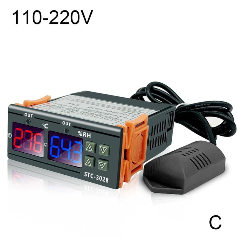 Digital STC-3028 AC110-220V Dual LCD Temperature Humidity Controller Thermostat 