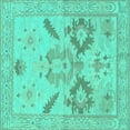 thumbnail image 1 of Ahgly Company Machine Washable Indoor Square Oriental Turquoise Blue Traditional Area Rugs, 6' Square, 1 of 4