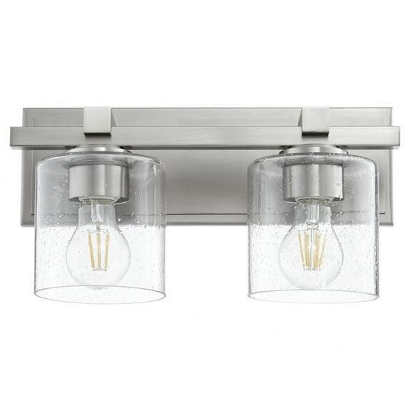 5669-2-265 Quorum Lighting 2 Light Cylinder Wall Mount in Transitional style - 14 inches wide by 7.5 inches high-Satin Nickel Finish-Clear Glass Color
