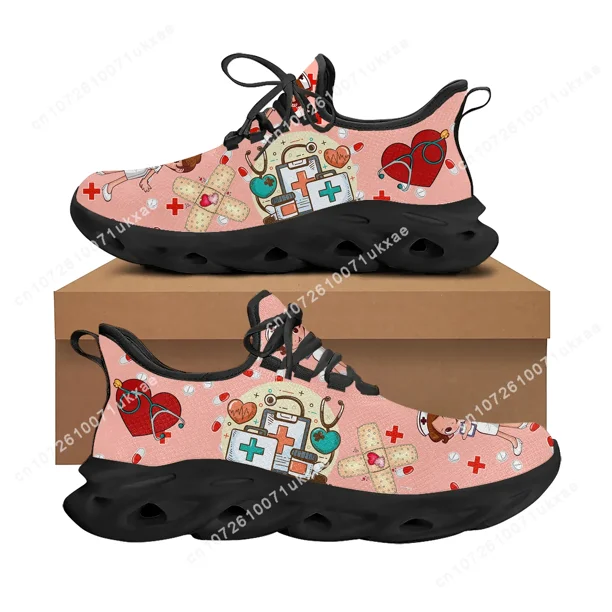 Zapatillas deportivas planas con dibujos de enfermera y médico para hombre y mujer, deportivas para correr, con cordones, de malla, hechas a medida