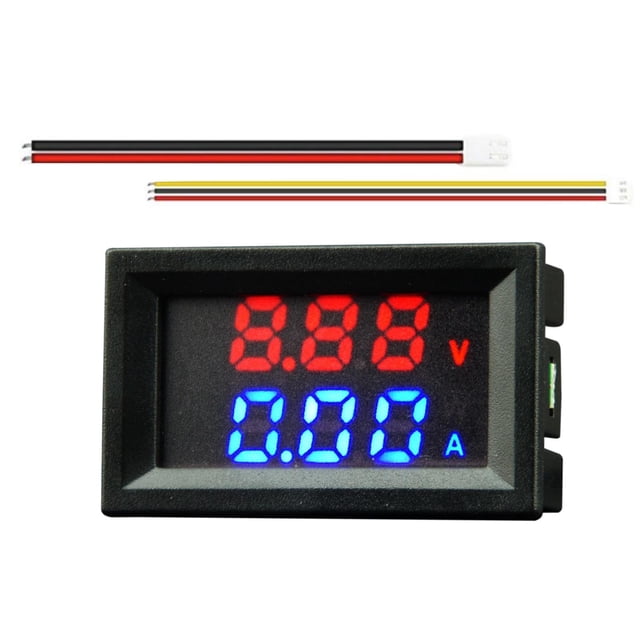 Mini multímetro digital Cola Panel de pantalla LED dual Probador de monitor de corriente LED rojo azul