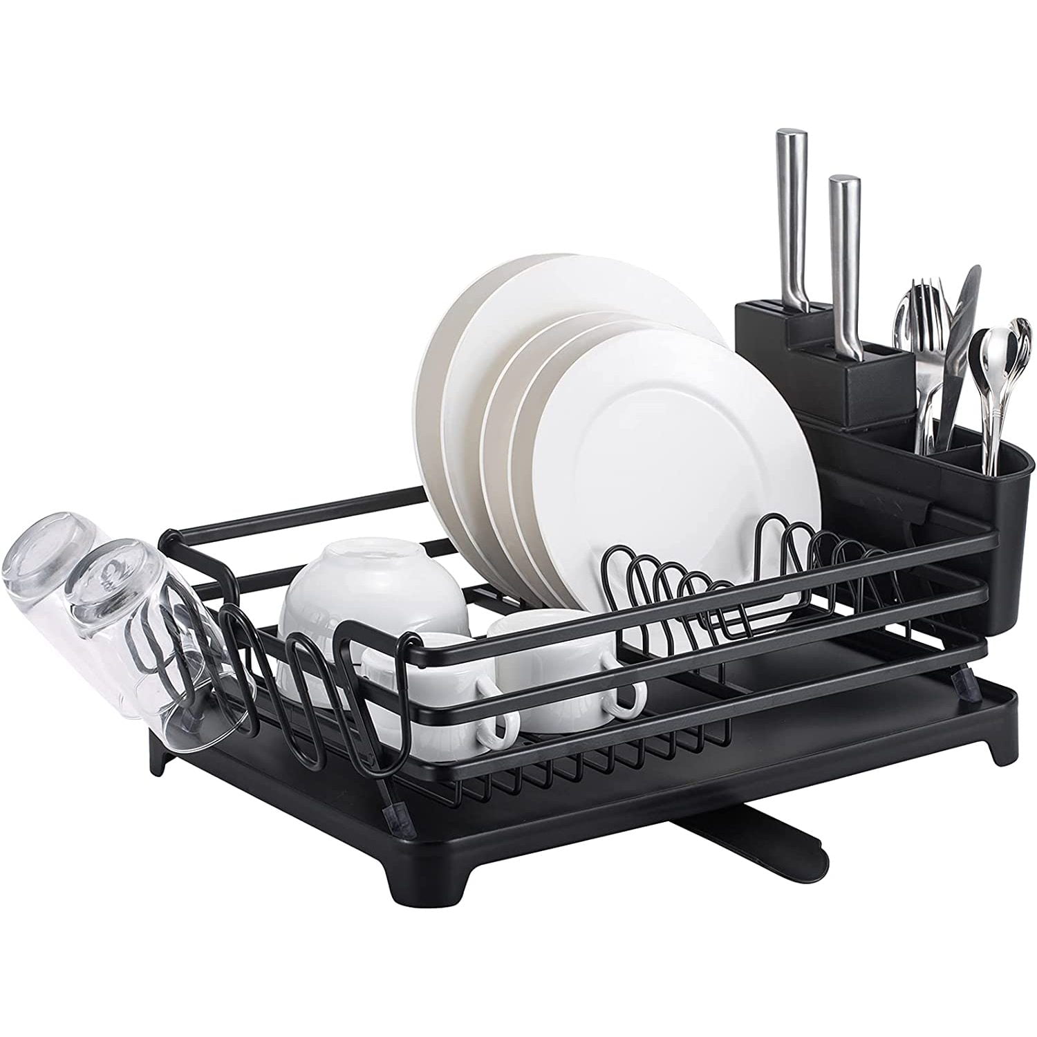Dexusay Luling Aluminum Dish Drying Rack, Rustproof Sink Dish Rack and