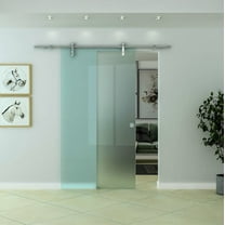 Dreamwerks 40 in. W X 79 in. H Sliding Glass Door with SS Pulley in Brushed Nickel