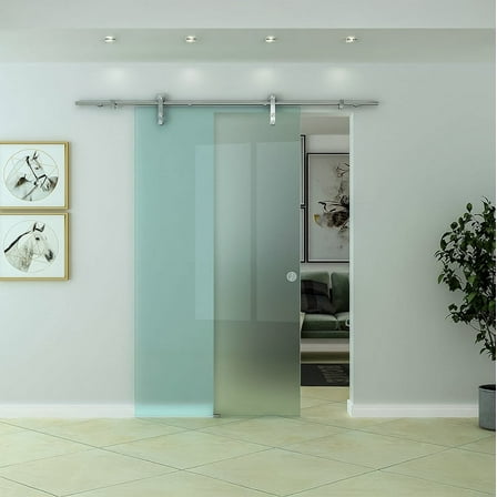 Dreamwerks 40 in. W X 79 in. H Sliding Glass Door with SS Pulley in Brushed Nickel