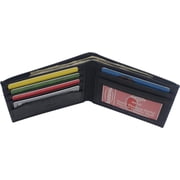 Mens Soft Genuine Leather Slim ID Bifold Wallet 60 (C) Black