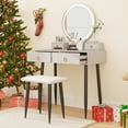thumbnail image 4 of Patiojoy Makeup Vanity Set Dressing Vanity Desk w/ Mirror & 3-Color Dimmable LED Lights Gray, 4 of 9