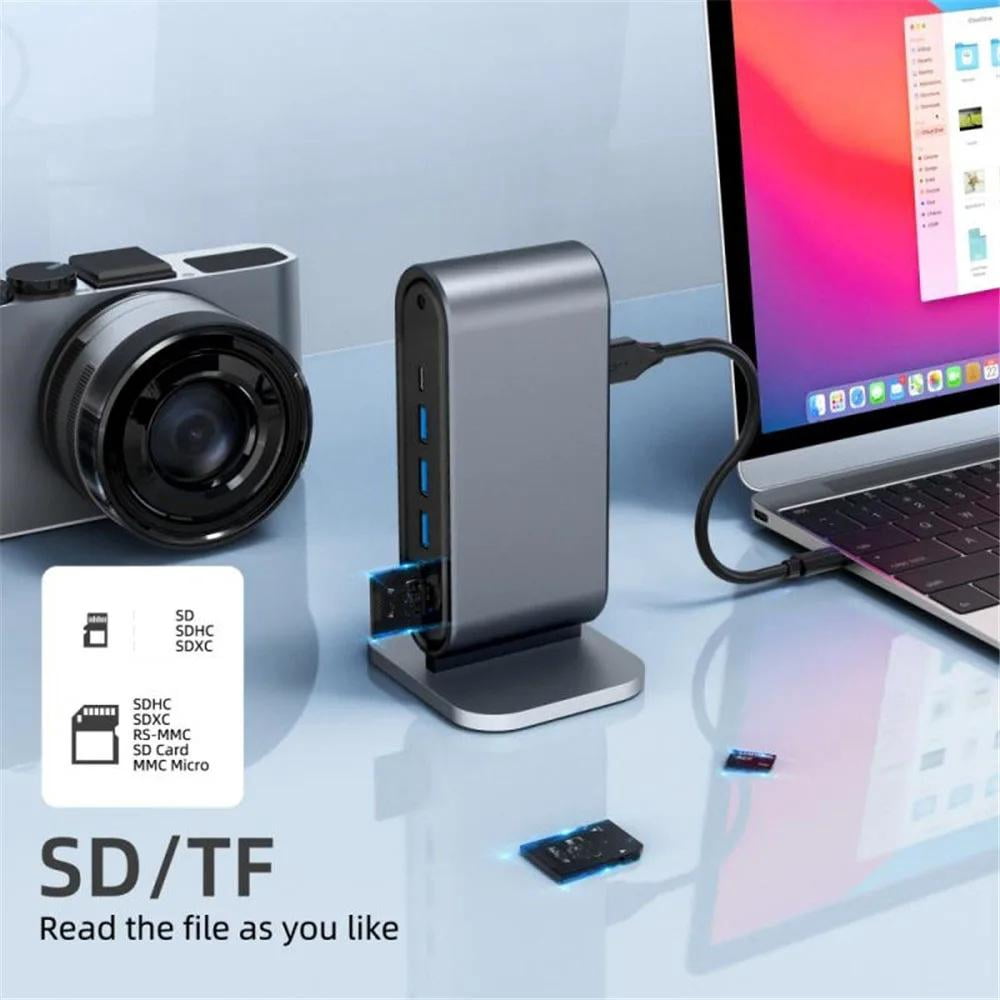 12 Ports USB C Docking Station - AUBEAMTO 12-in-1 USB C Hub Dock Laptop Display Docking Station Universal Port with 4K HDMI Monitor,100W PD,Ethernet,VGA,Audio,SD/TF,USB 3.0 Adapter for Mac Computer