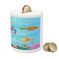 thumbnail image 3 of Marine Piggy Bank, Boy Diving and Exploring Subaquatic Happiness Seashell Summer Cartoon Character, Ceramic Coin Bank Money Box for Cash Saving, 3.6" X 3.2", Multicolor, by Ambesonne, 3 of 4