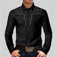 thumbnail image 2 of BUWTTER Mens Button Down Shirt Western Cowboy Long Sleeve Embroidered Slim Fit Casual with Pockets Black Shirt L, 2 of 6