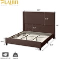 thumbnail image 4 of VanAcc Queen Size Platform Bed Frame with 62" Headboard Corduroy Upholstered Bed/Wingback/No Box Spring Needed/Noise Free/Brown, 4 of 7