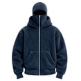 thumbnail image 5 of qolati Zip Up Hoodies for Men Fuzzy Sherpa Warm Face Mask Fall Winter Warm Coats Wind-Resistants Fleece Double Hooded Sweatshirts Jackets with Pocket, S-3XL, 5 of 7