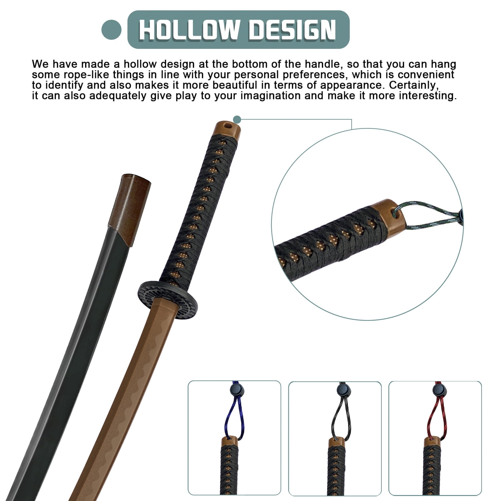 BJDJ Katana Sword high Toughness Polypropylene Performing Training (41") Brown Katana Practice Scabbard Cosplay Aikido (Brown)