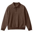 thumbnail image 4 of Conairie Polo Shirts for Men Long Sleeve Fall Henley Waffle Lapel Quarter Button Polo Shirt Casual Striped Loose Fit Sweat Tops Brown XXXXXL, 4 of 4