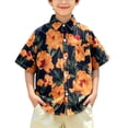 thumbnail image 2 of Twczz Boys Hawaiian Shirts with Pocket- Casual Short Sleeve Button Down Summer Beach Floral Shirts Orange Size 4 T, 2 of 5