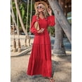 thumbnail image 6 of Katigan Women'S Elegant Long Sleeve V Neck Maxi Dress for Fall Weddings and Holiday Parties with Pockets Red XXL, 6 of 8
