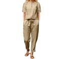 thumbnail image 1 of Ploknplq Jumpsuits for Women,Jogging Suits for Women Plus Size,Lounge Sets for Women,2 Piece Outfits For Matching Set T Shirts Pants,Matching Sets Women Clothing,Track Suits for Women Set Khaki M, 1 of 8