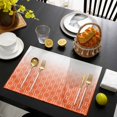 thumbnail image 3 of Orange Morocco Placemats Set of 6, Geometric Ombre Plaid Abstract Placemats for Dining Table, Place Mats for Kitchen Tabletop, Waterproof Wipeable Dining Table Mats Set, 3 of 9