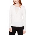 thumbnail image 1 of bar III Womens Contrast Neck Knit Sweater, White, XX-Large, 1 of 1