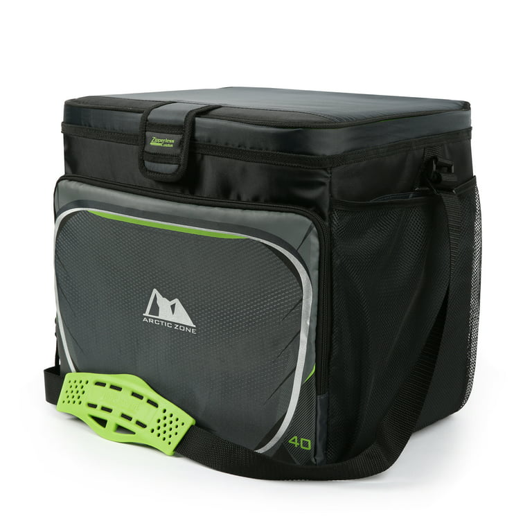 Arctic Zone 40 cans Zipperless Soft Sided Cooler with Hard Liner, Black and  Green 