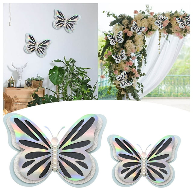 WHEANG Wall Decor Bead Hollow Butterfly Wall Sticker Butterfly Wedding Festive Decoration Sticker