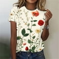 thumbnail image 2 of Quinlirra Plus Size Women's Printed Tshirts Summer Casual Short Sleeve Crew Neck Relaxed Fit Tee Shirts, 2 of 5