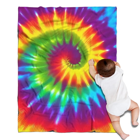 Colorful Rainbow Tie Dye Spiral Pattern Blanket,Comfortable Soft Flannel Throw Blanket,All Season,Warm Lightweight Blankets for Sofa Bed Couch Living Room Chair,30"x40"