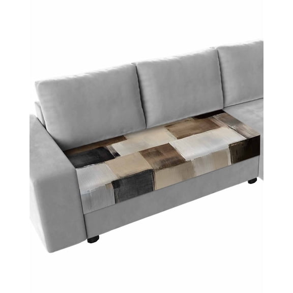 Black Brown Abstract Couch Cushion Covers Stretch, Washable Sofa Seat Covers Individual Seat Cushion Sofa Slipcovers Oil Painting Color Blocks Couch Cover Furniture Protector M-1PCS