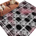 thumbnail image 2 of Tartan Washable Area Rug 8 x 10 ft Scottish Plaid Gray White Stripes Black Plaid Artistic, Soft Non Slip Rugs Stain Repellent Indoor Felt Carpet for Living Dining Room Bedroom Home Office, 2 of 9
