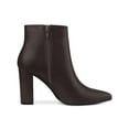 thumbnail image 3 of BLISSFUL STEP Women Pointed Toe Side Zip Block Heeled Ankle Boots Brown 6, 3 of 6