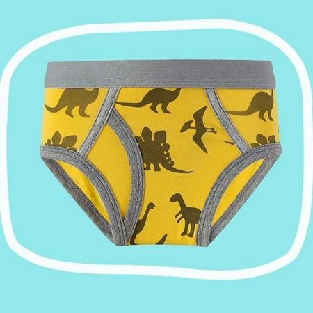 Boys Underwear Cartoon Print Elastic WaistbAnd Triangle Briefs Underwear for Casual Wear Yellow 6 years-7 years