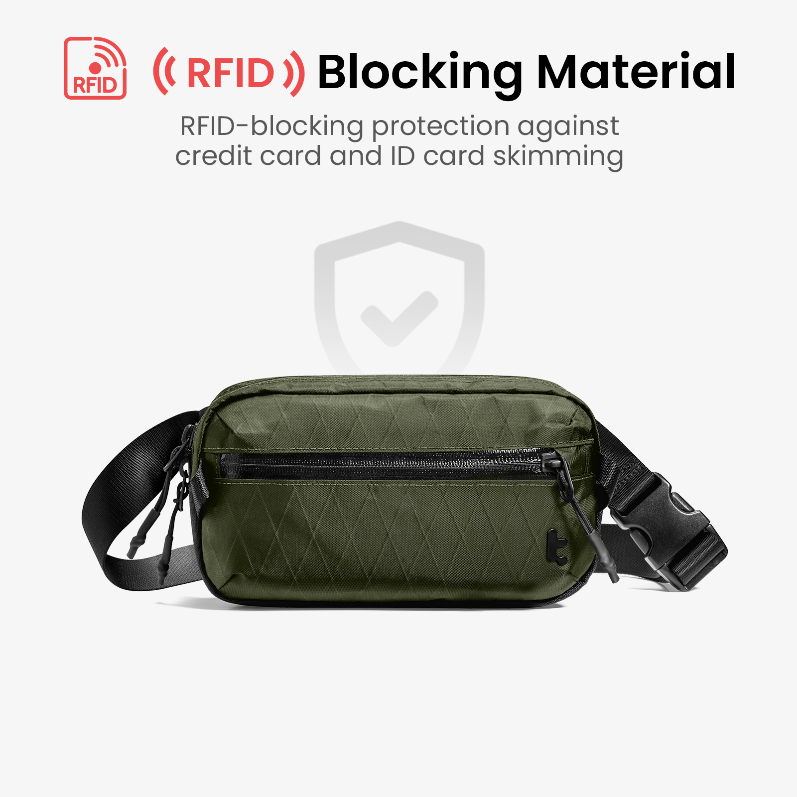 tomtoc 1.5L X-Pac Sling Bag with RFID Blocking, Crossbody Bag Minimalist Chest Shoulder Pack for Men/Women, Water-Resistant Lightweight Casual Funny Pack for Travel, Daily Commute